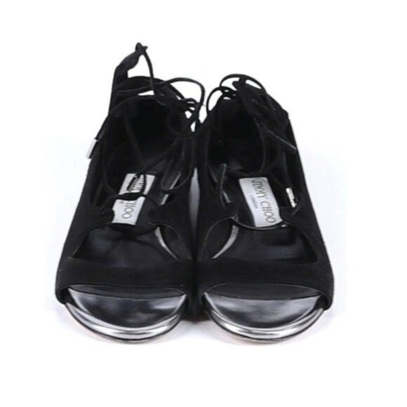 JIMMY CHOO Authentic Vernie Black Lace Up Gladiator Sandals Womens Size 5.5 EUC - Picture 8 of 10